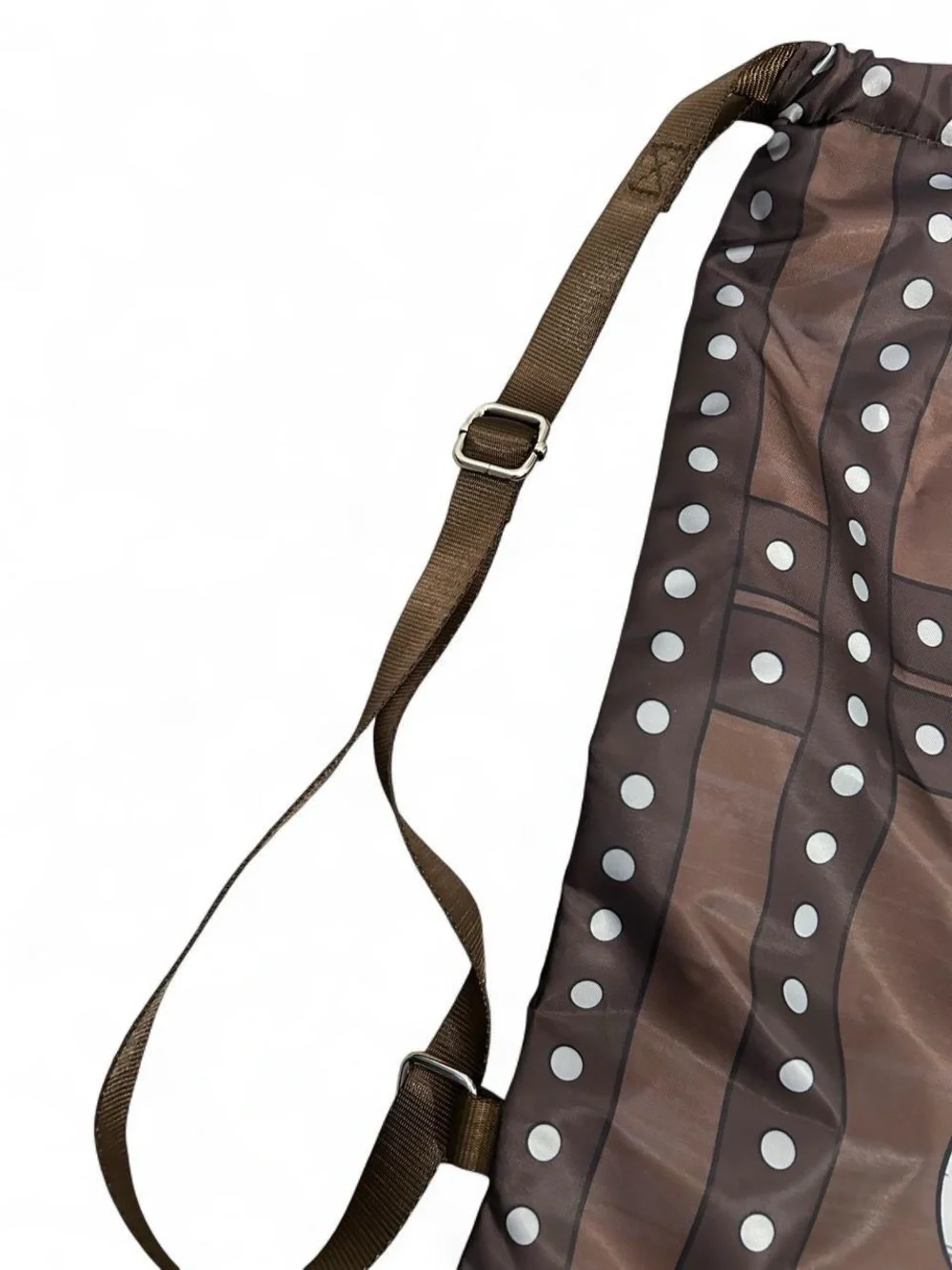 Brown Drawstring Backpack with Lock Graphic